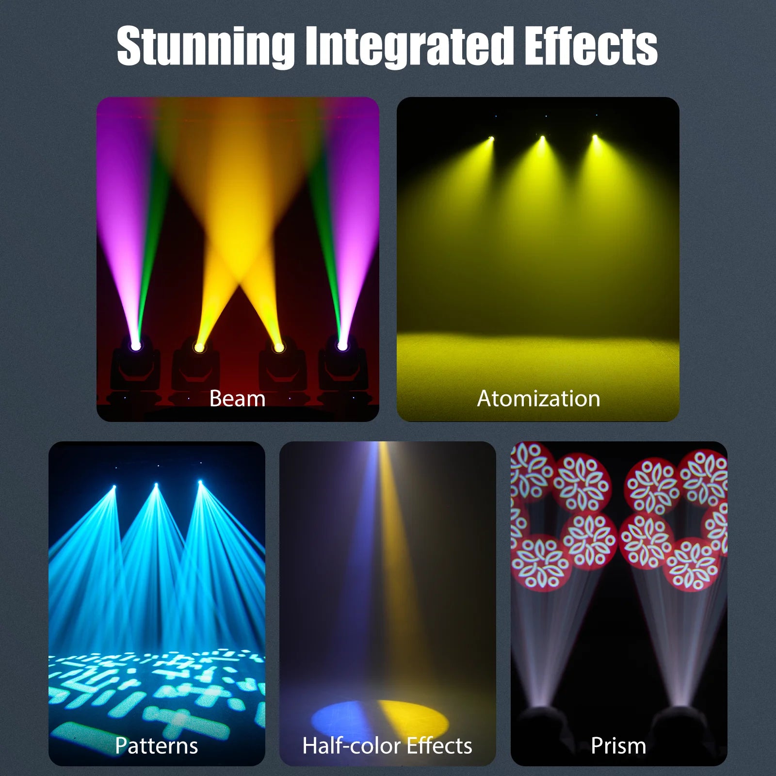 Fieryzeal 200W LED Moving Head Light DMX512 Rotating Stage Light Beam Zoom Wash DJ Light Pattern Effect for Party Wedding Show
