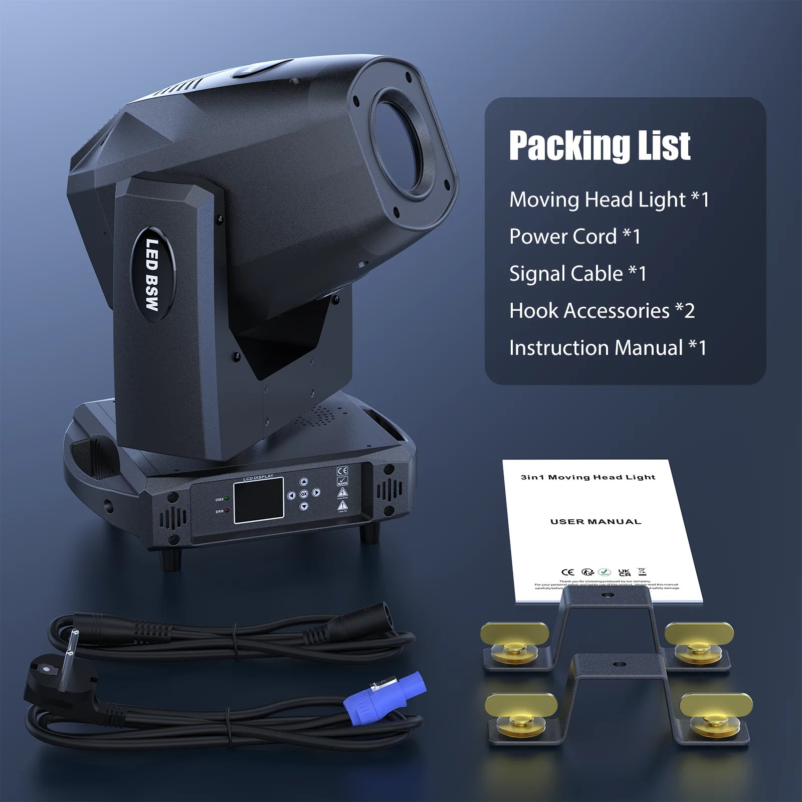 Fieryzeal 200W LED Moving Head Light DMX512 Rotating Stage Light Beam Zoom Wash DJ Light Pattern Effect for Party Wedding Show