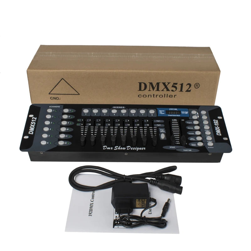 SHEHDS DMX512 Stage Light Controller Console — 192 Channel DMX Console with 8 Programmable Scenes for LED Par, Moving Head & Disco Lighting