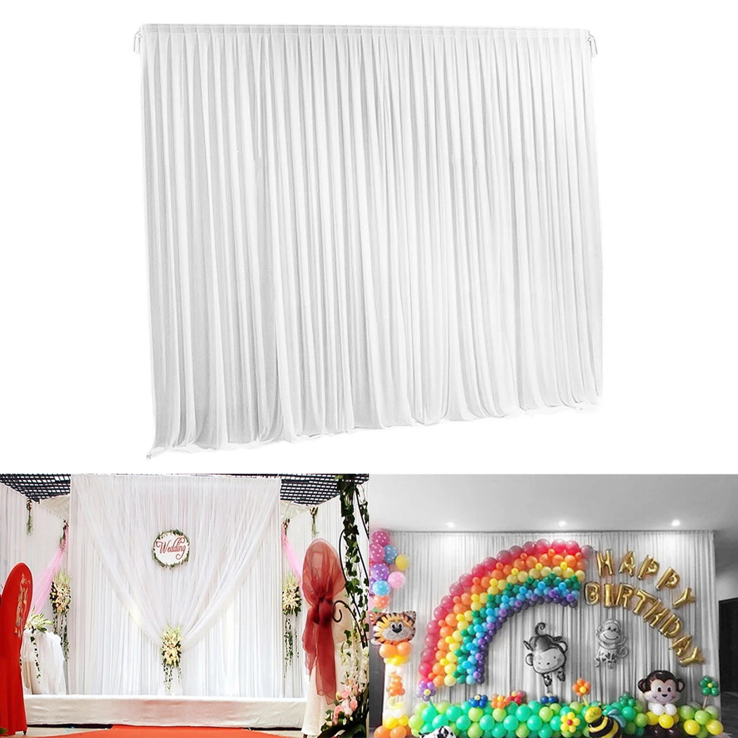 Silk White Backdrop Drapes — Wedding Ceremony Curtain, 6.5x6.5ft / 10x10ft / 20x10ft