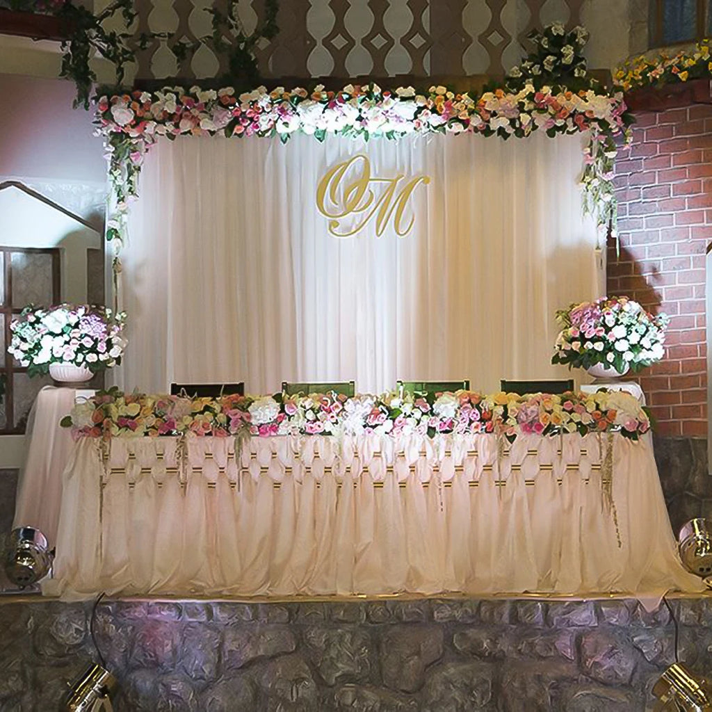 Silk White Backdrop Drapes — Wedding Ceremony Curtain, 6.5x6.5ft / 10x10ft / 20x10ft
