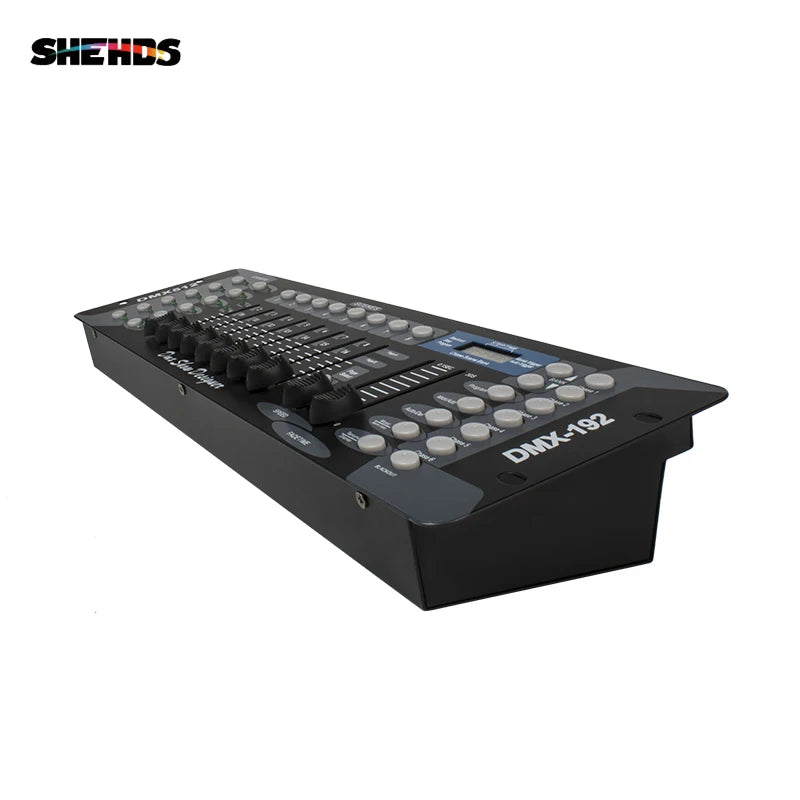 SHEHDS DMX512 Stage Light Controller Console — 192 Channel DMX Console with 8 Programmable Scenes for LED Par, Moving Head & Disco Lighting