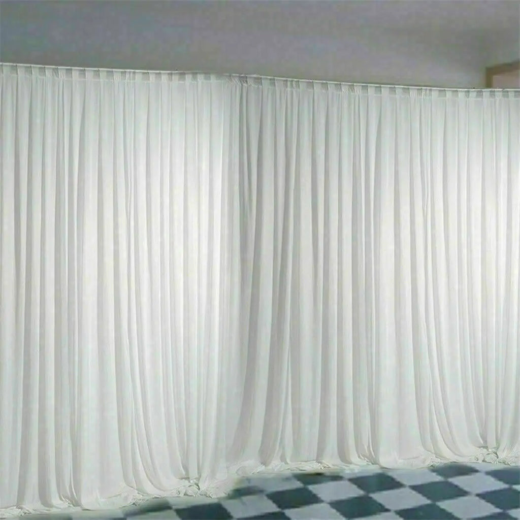 Silk White Backdrop Drapes — Wedding Ceremony Curtain, 6.5x6.5ft / 10x10ft / 20x10ft