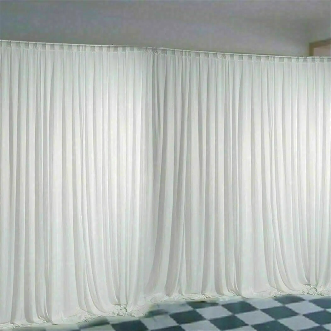 Silk White Backdrop Drapes — Wedding Ceremony Curtain, 6.5x6.5ft / 10x10ft / 20x10ft