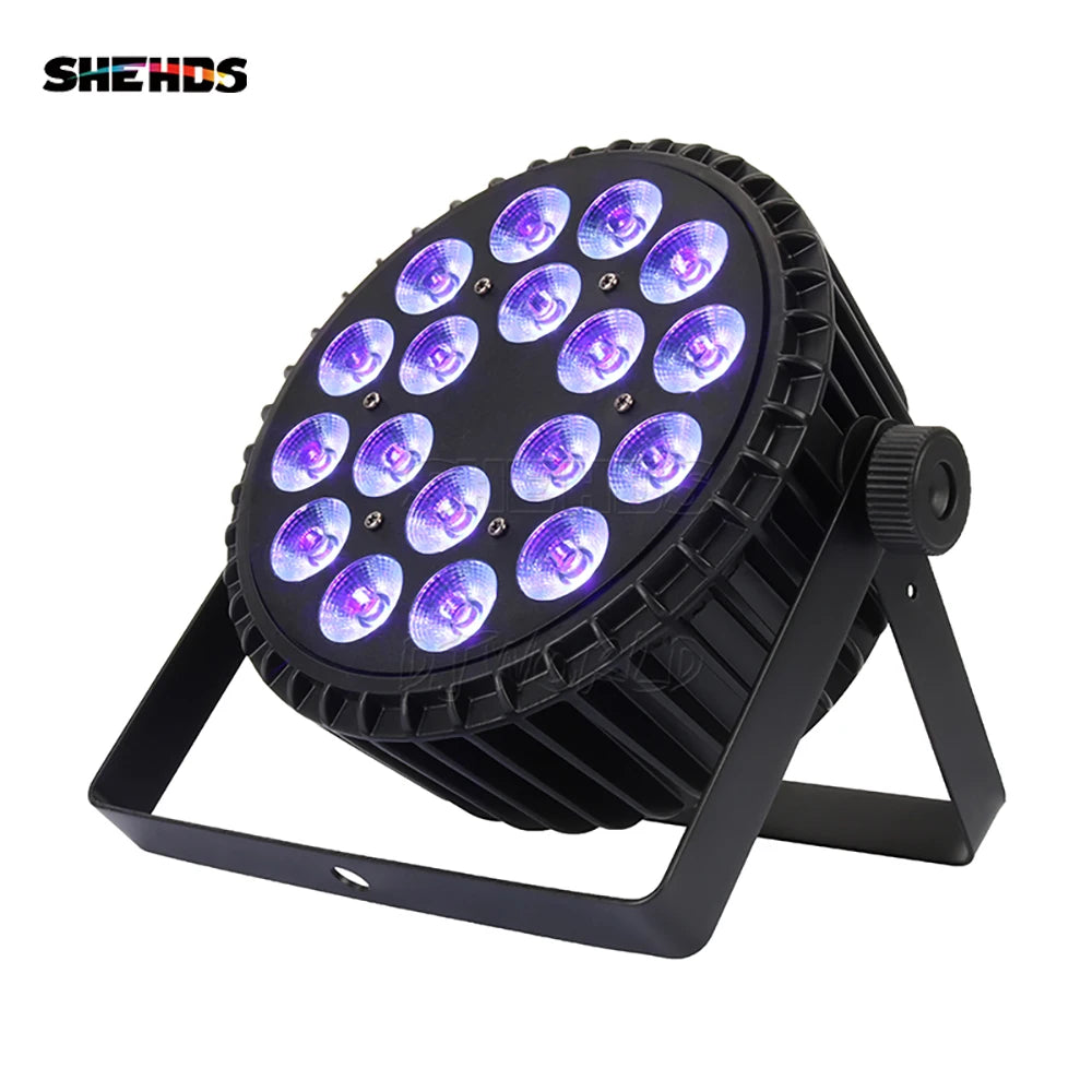 6-Pack Aluminum Alloy LED Flat Par Lights — RGBW DMX Stage Lighting System with Flight Case (18x18W or 18x12W)