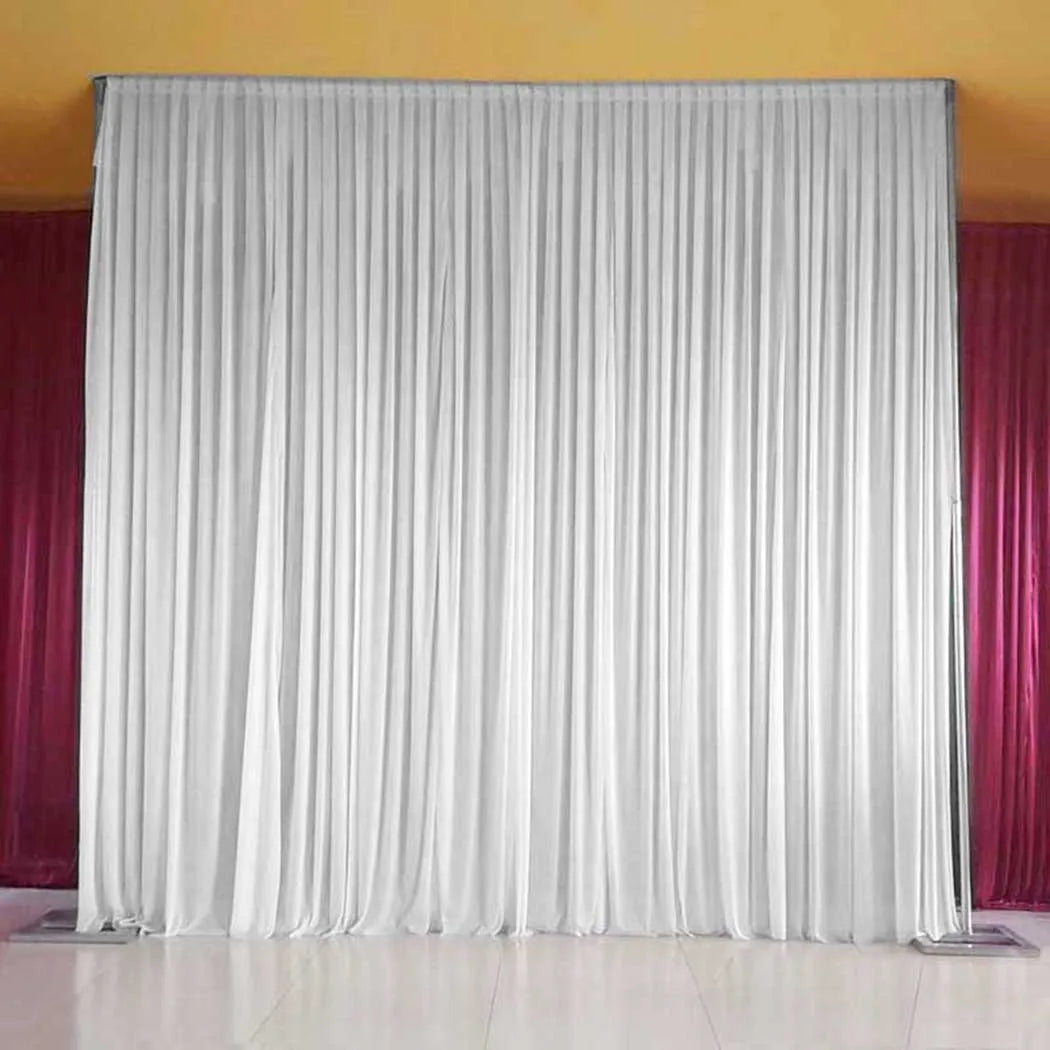 Silk White Backdrop Drapes — Wedding Ceremony Curtain, 6.5x6.5ft / 10x10ft / 20x10ft
