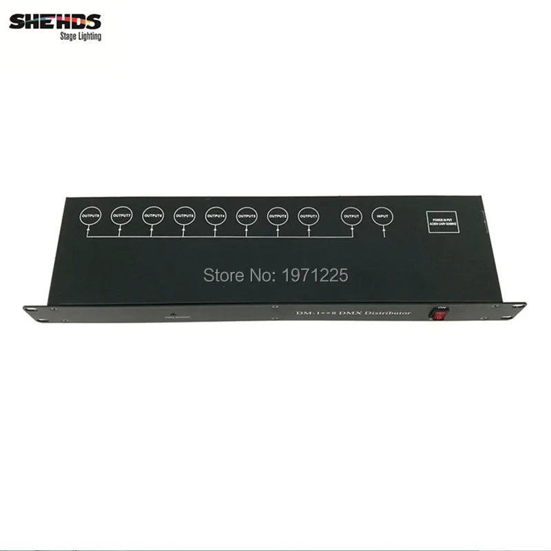 SHEHDS DMX512 Splitter — Professional 8-Way Light Signal Amplifier & Distributor for Stage Equipment