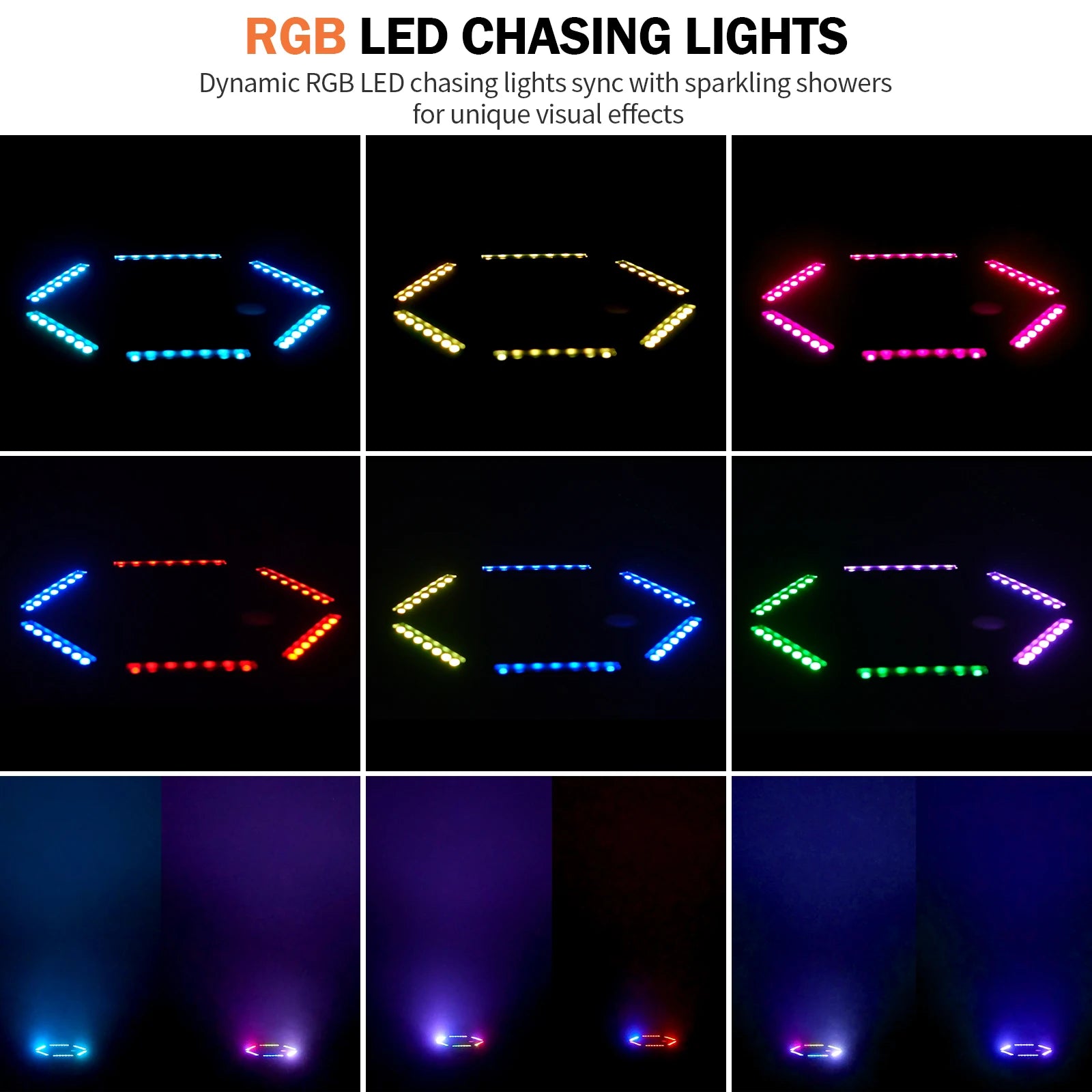 Fieryzeal 700W RGB LED Cold Sparks Machine DMX LED Light Flower Spraying Machine for Indoor/Outdoor