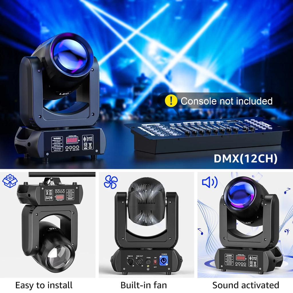 U'King 4 Pcs Beam Moving Head Lights 18 Prism 8 Gobo Stage Lights DMX512