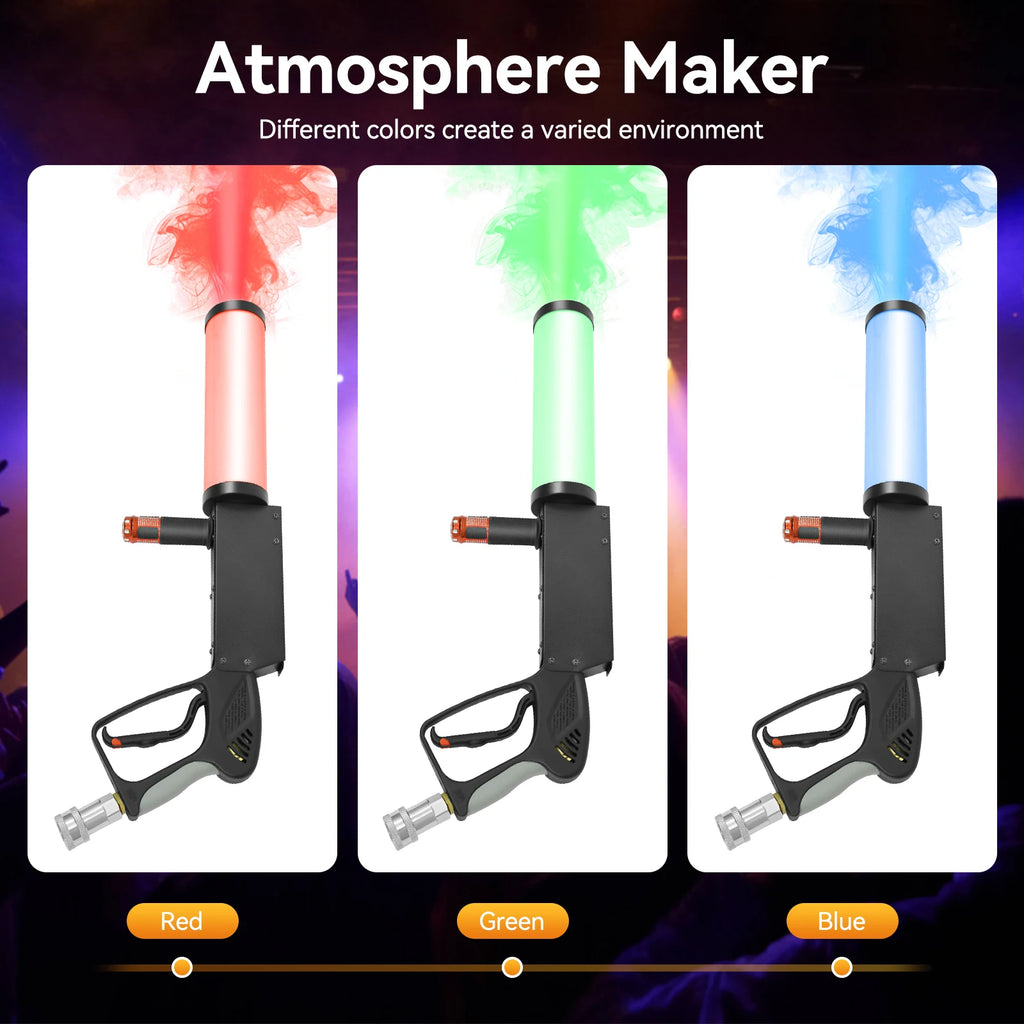 Handheld CO2 Jet Fog Machine with 4 LED Lights — Smoke Cannon for Concerts, Bars & Weddings