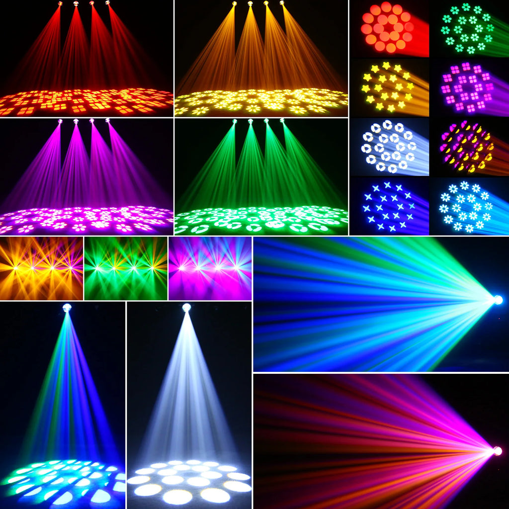 U'King 4 Pcs Beam Moving Head Lights 18 Prism 8 Gobo Stage Lights DMX512