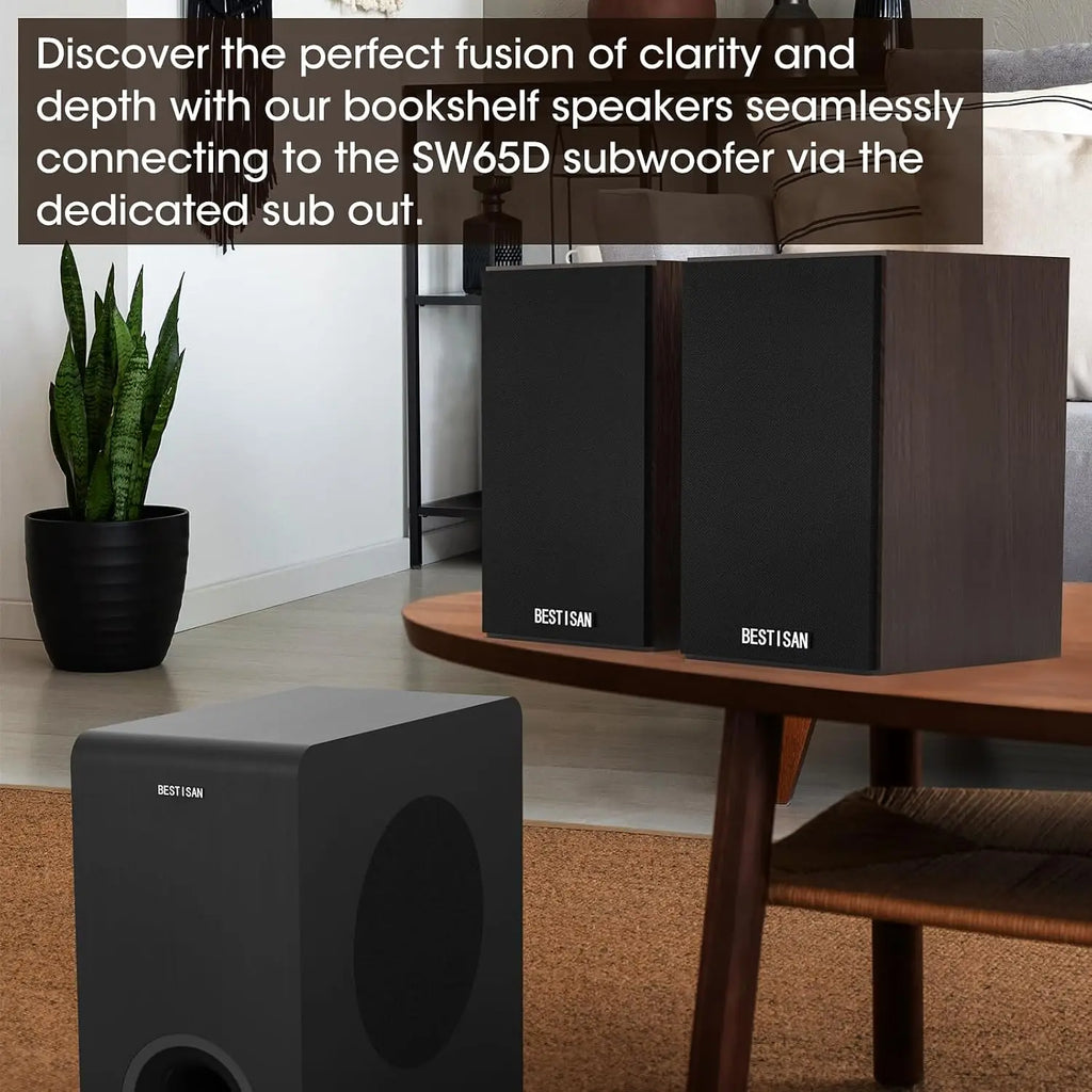 4" Powered Bookshelf Speakers 2.1 with Bluetooth & Subwoofer Out — Hi-Res Audio for Turntables & Streaming