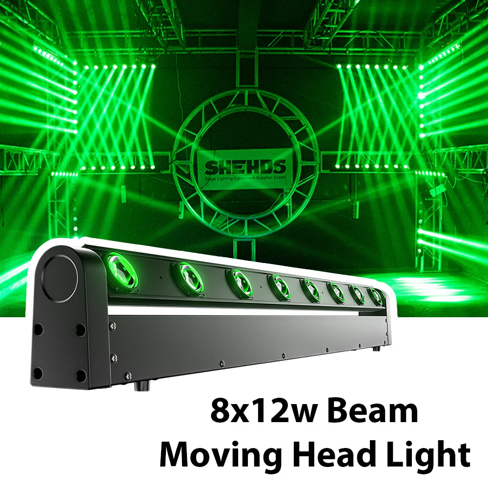 SHEHDS 8x12w Beam Moving Head RGBW 4in1 Bar Light For Stage Light Effect Professional DMX 512 Stage Light