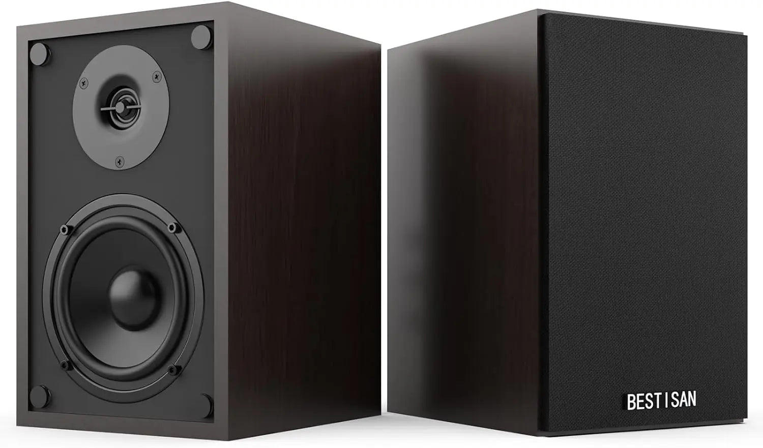 4" Powered Bookshelf Speakers 2.1 with Bluetooth & Subwoofer Out — Hi-Res Audio for Turntables & Streaming