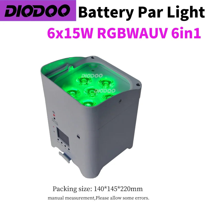 1-8pcs Wireless Battery Powered Par Light 6x18W RGBWAUV 6 in 1 Flightcase Remote Control Portable Par LED Stage Effect Light