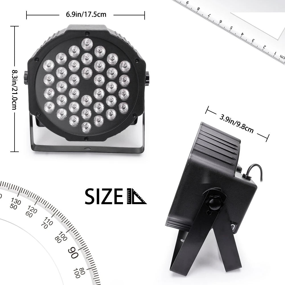 U'King 4PCS 36LED Par Light DMX512 RGB LED Uplights Battery Powered Uplighting Rechargeable Stage Light