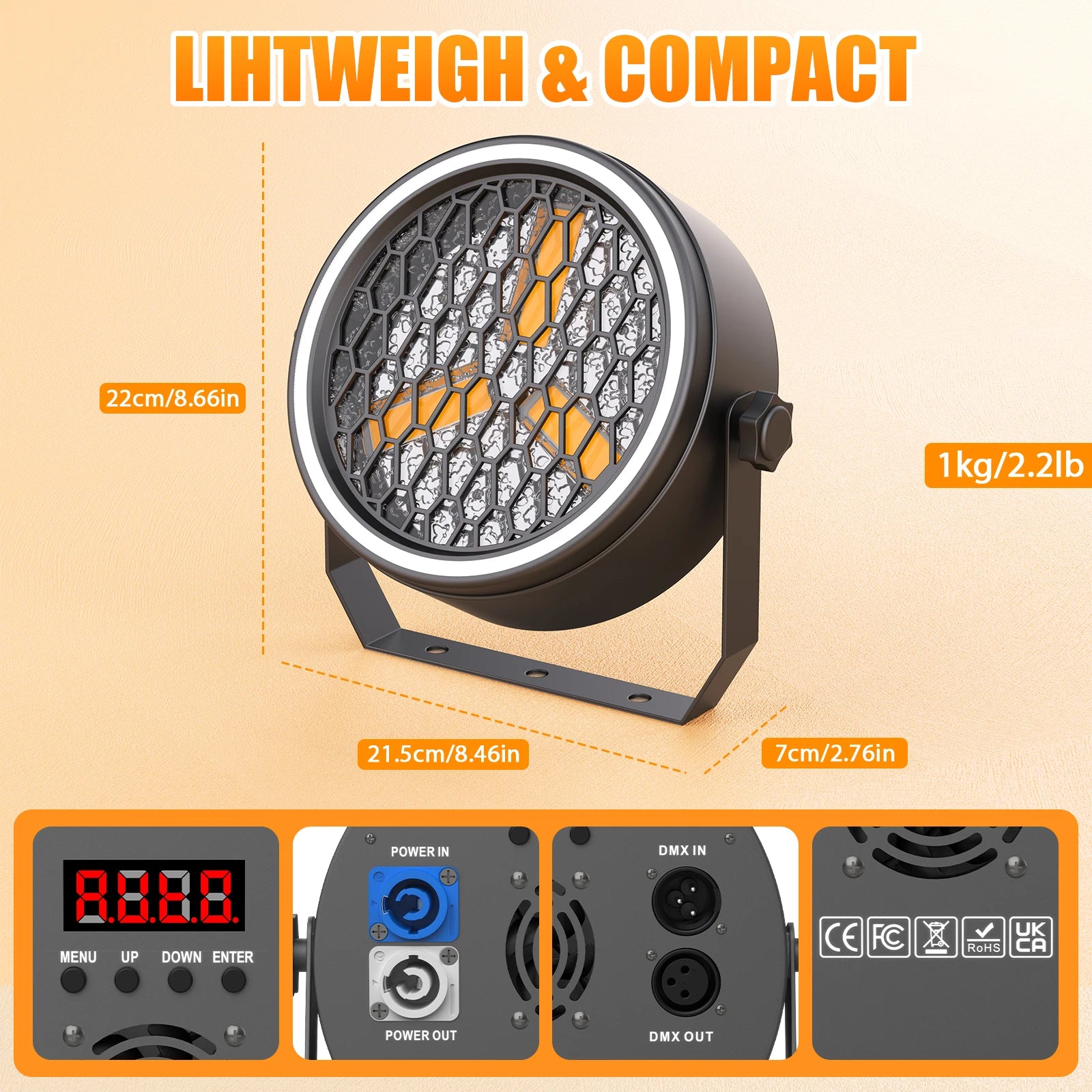 4Pcs Golden Retro 30W COB Par Lights with RGB LED Strips — Vintage Stage Lighting for DJ Disco