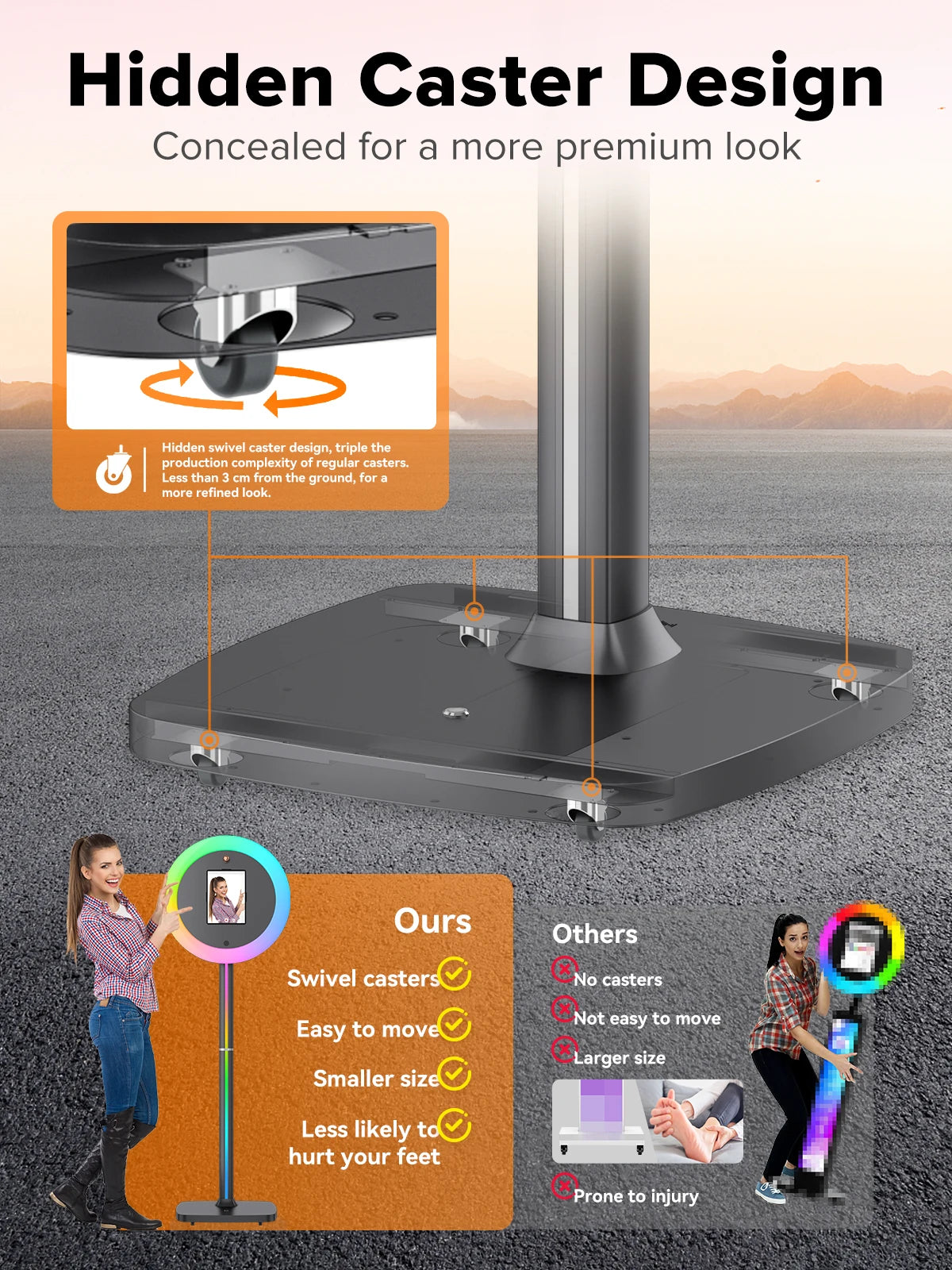 Q1 iPad Photo Booth — Portable Professional Selfie Station with RGB Ring Light & Flight Case