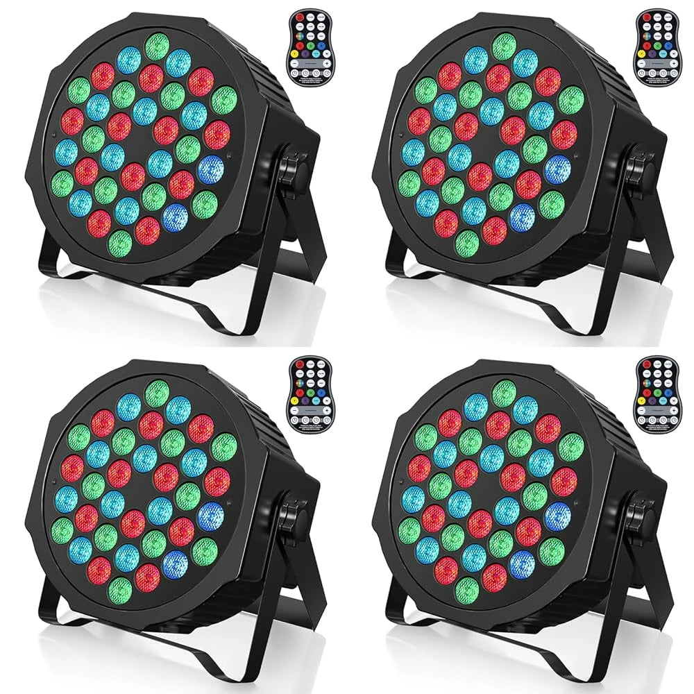 U'King 4PCS 36LED Par Light DMX512 RGB LED Uplights Battery Powered Uplighting Rechargeable Stage Light