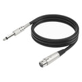 XLR Female to 1/4 TS Unbalanced Microphone Cable — Gold-Plated Connectors & Braided Shielding (1.8m, 3m, 5m)