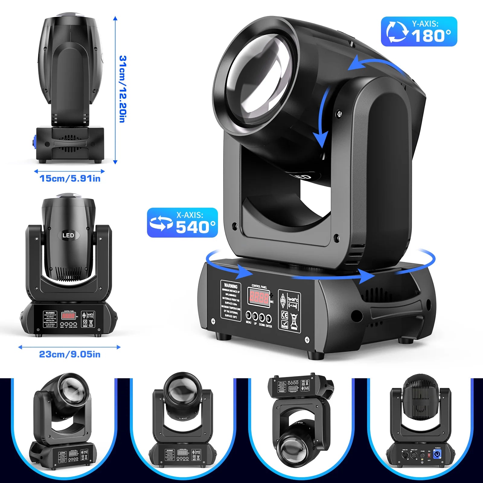 U'King 4 Pcs Beam Moving Head Lights 18 Prism 8 Gobo Stage Lights DMX512