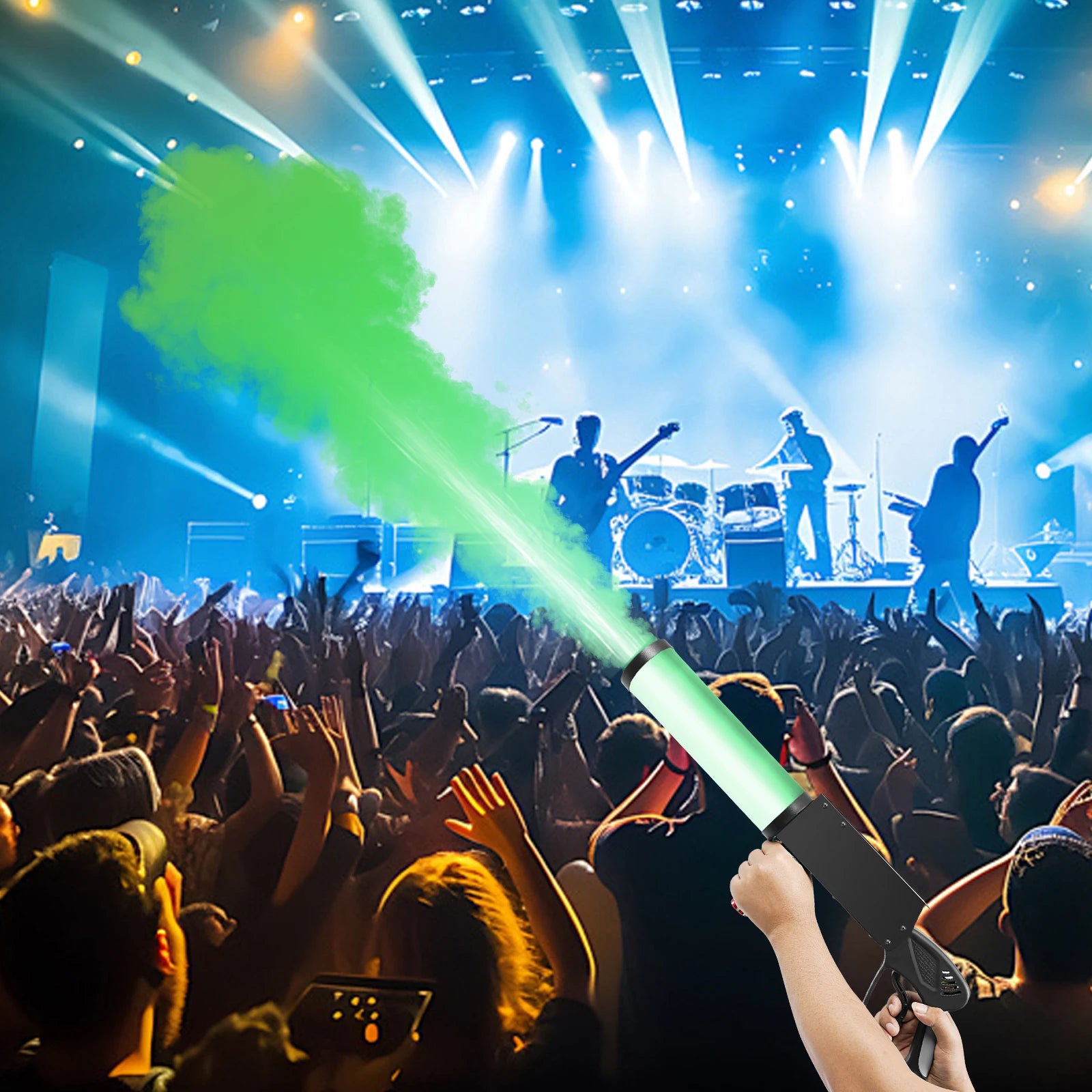 Handheld CO2 Jet Fog Machine with 4 LED Lights — Smoke Cannon for Concerts, Bars & Weddings