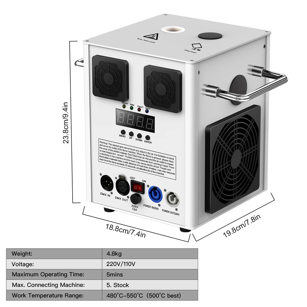 U`King Cold Spark Machine White — Wireless Remote & DMX for Weddings & Stage
