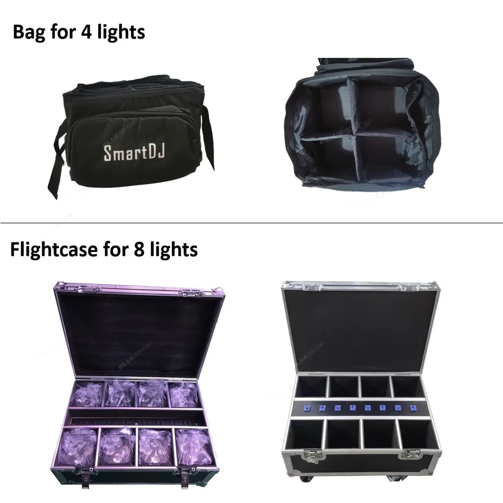 4 pcs Wireless Battery Par Lights with Bag 6x18W 6 in 1 Remote