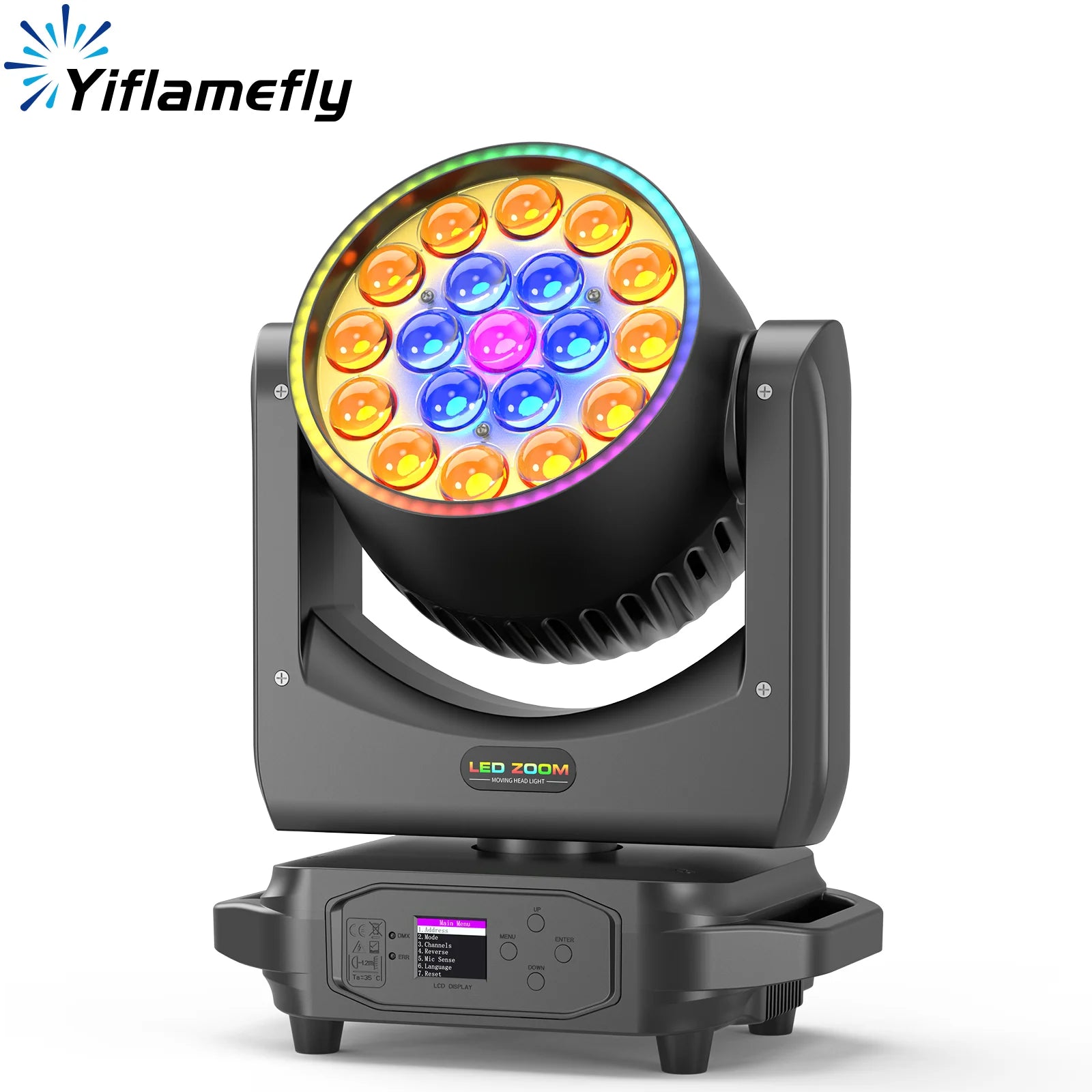 Yiflamefly 220W Zoom Wash Moving Head Lights 19X8W LED RGBW Stage Lights DMX DJ Light