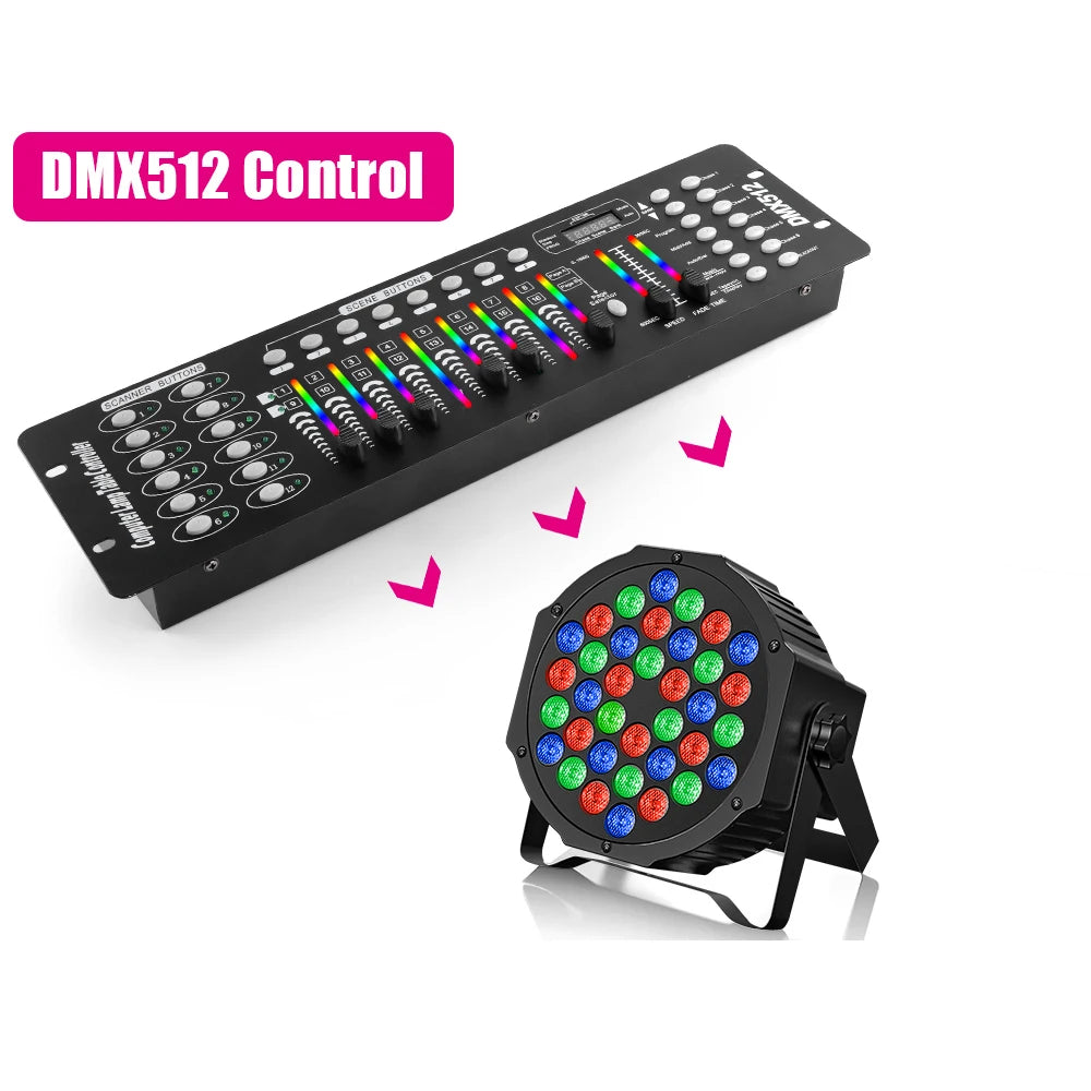 U'King 4PCS 36LED Par Light DMX512 RGB LED Uplights Battery Powered Uplighting Rechargeable Stage Light