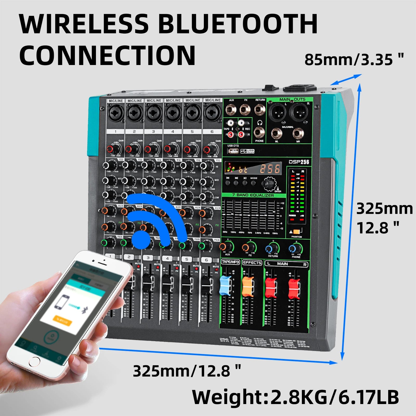 Professional Audio Mixer MG6 6 Channel Sound Board Console Built-in 256 Reverb Effect