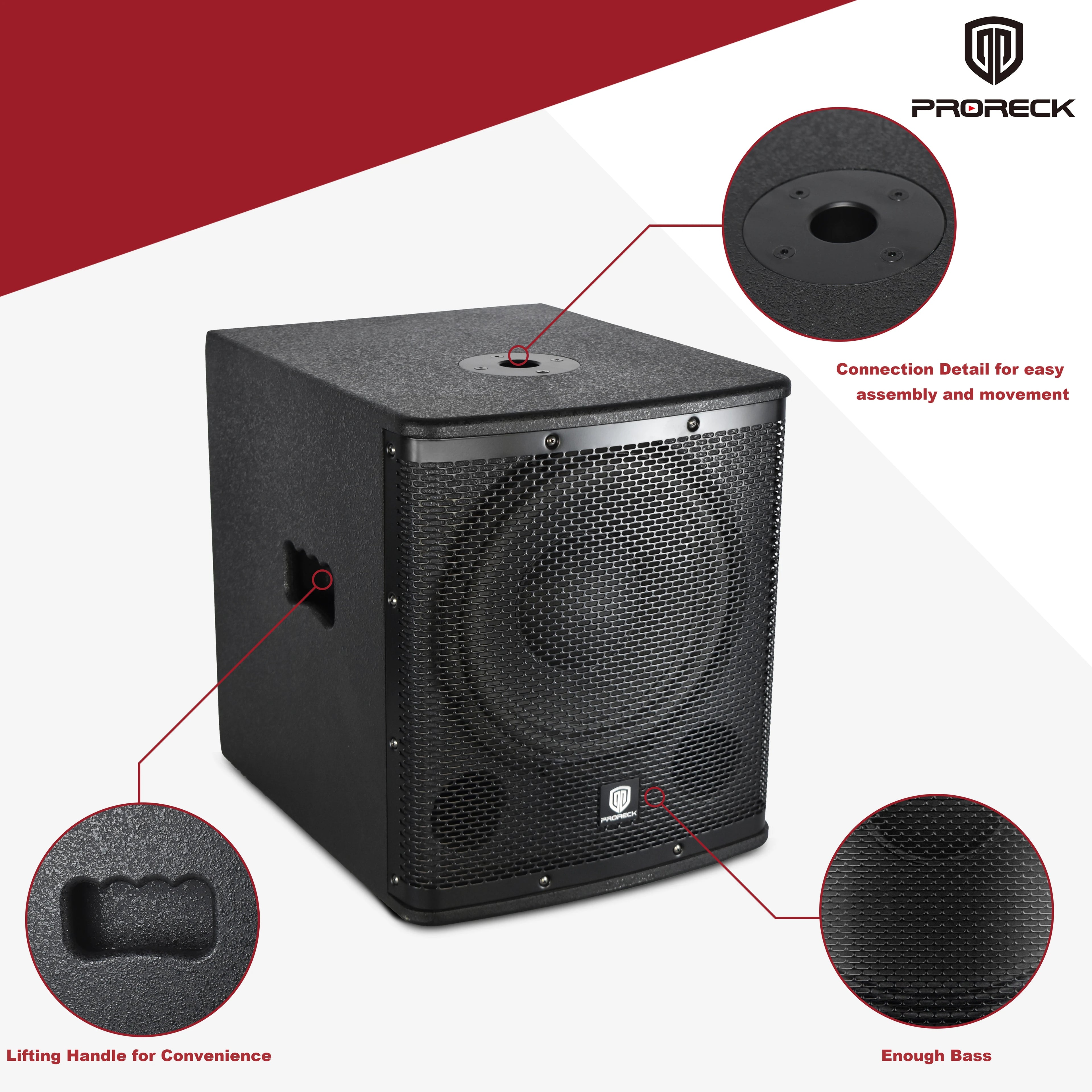 PRORECK SP-15X Active Powered PA Subwoofer 15 Inch 2000W PMPO Class-D Amplifier 3 DSP (ONE SUBWOOFER）