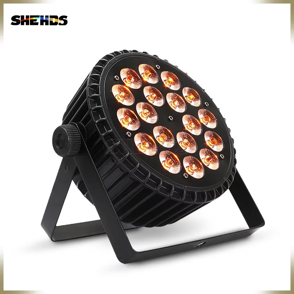 SHEHDS 4/6pcs LED 18x18W RGBWA+UV Cast Aluminum Par Lighting Color Mixing Silent