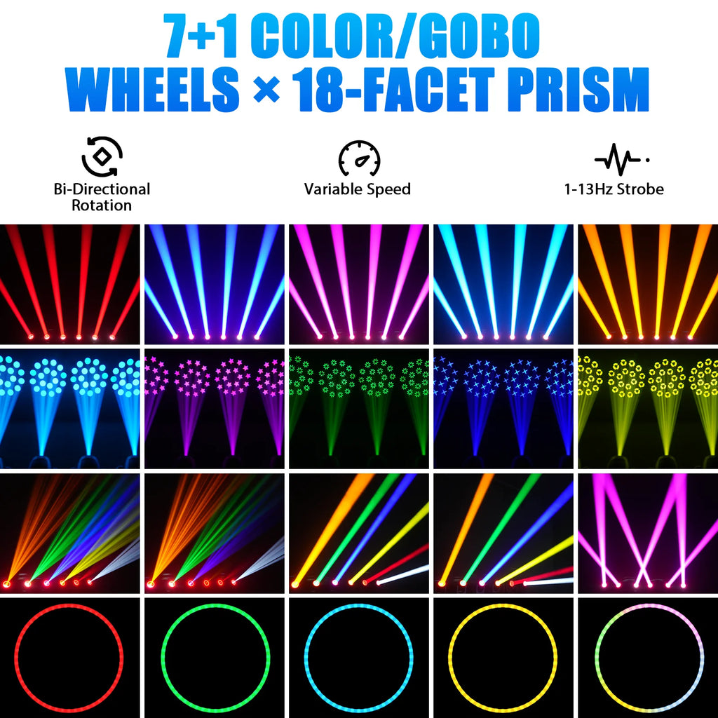 Somspot 2 Pcs LED Moving Head Lights 150W Stage Lighting Effect Projector RGB Pattern Light