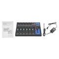 7/8-Channel Professional Mixer Soundboard Console with Bluetooth USB PC Recording Input XLR Microphone Jack