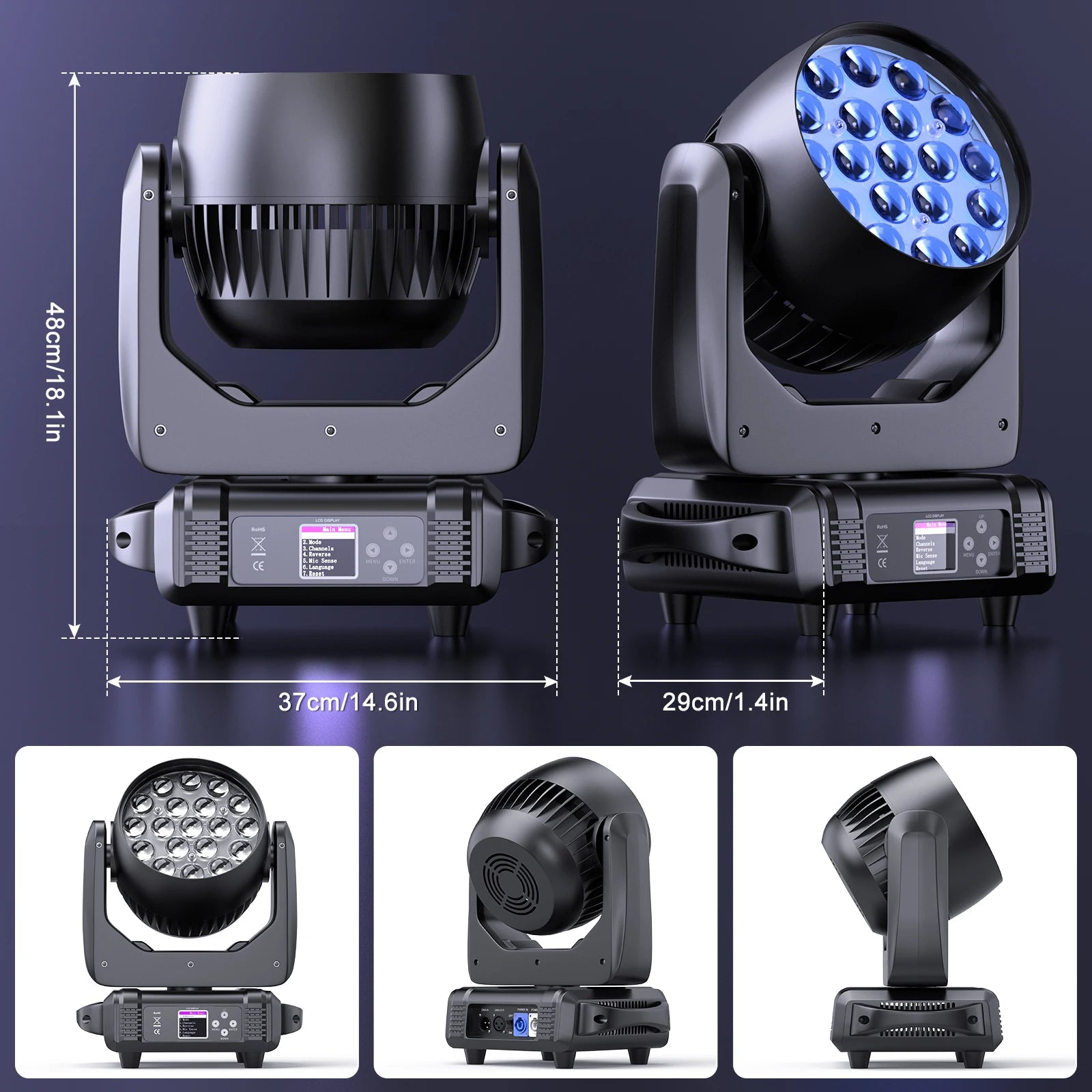 SHEHDS 4 in 1 LED Light DMX512 RGBW or RGBWAUV Color Mixing