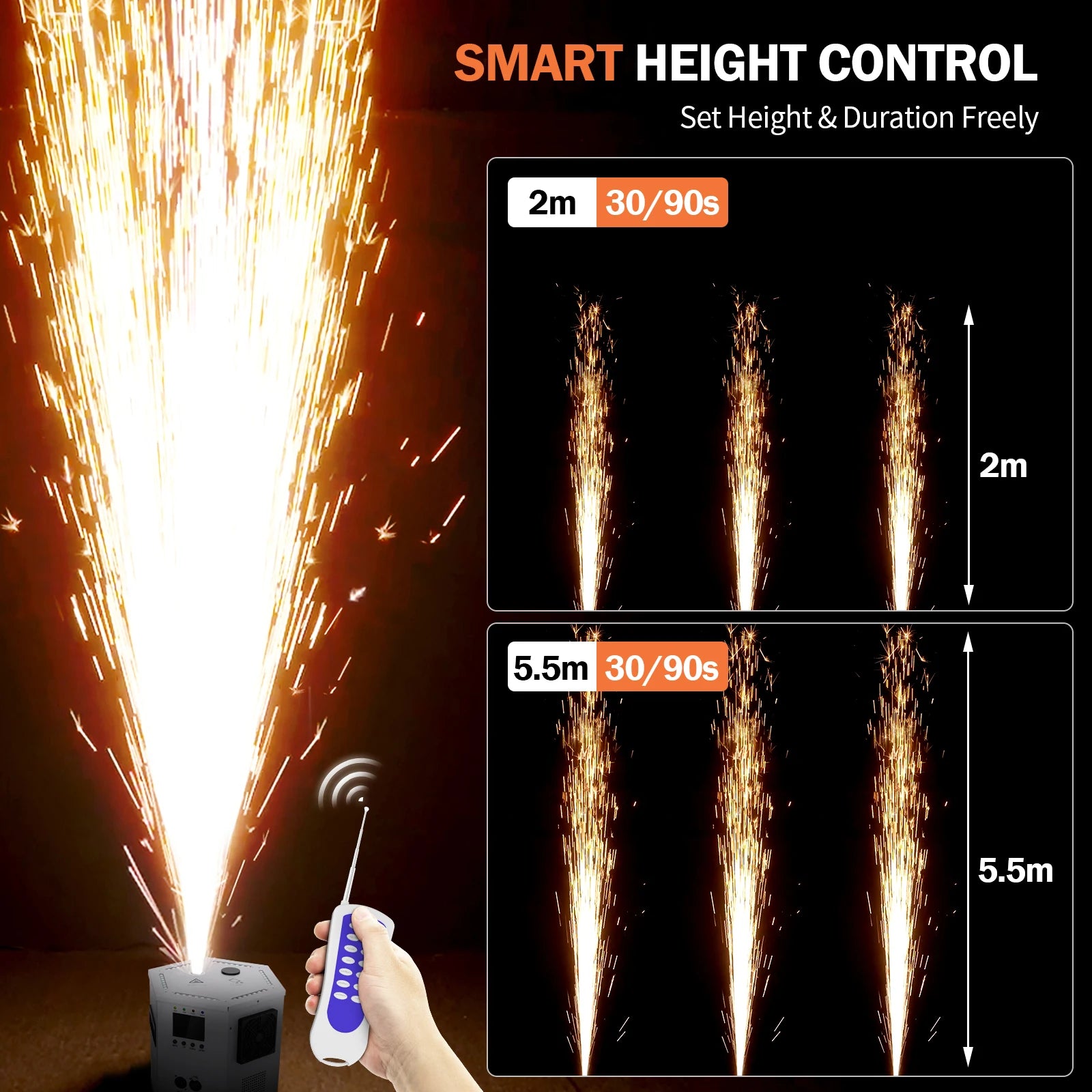 Fieryzeal 700W RGB LED Cold Sparks Machine DMX LED Light Flower Spraying Machine for Indoor/Outdoor