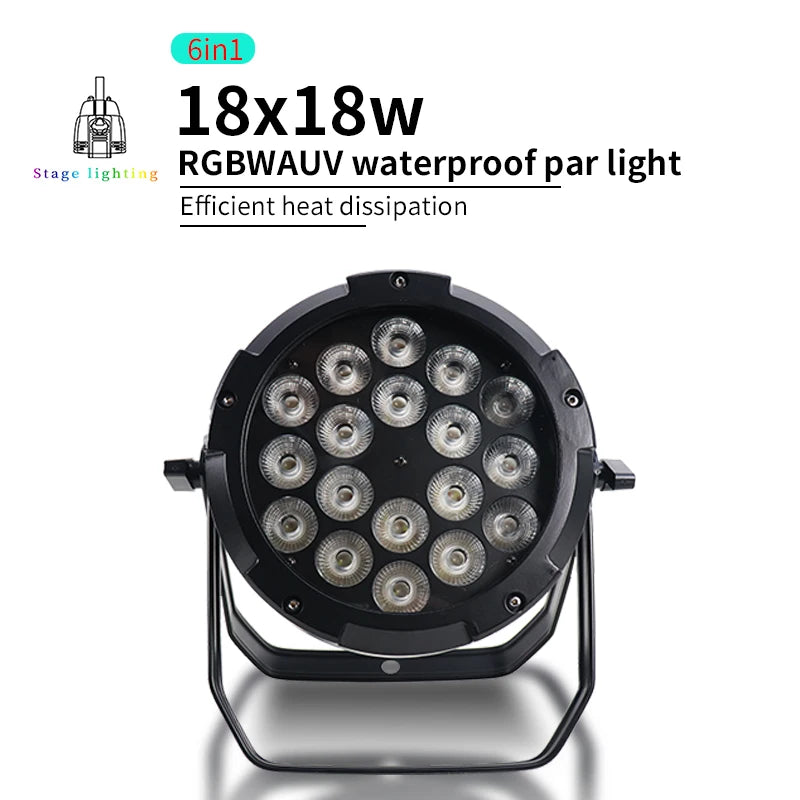 200W Outdoor Waterproof LED Par Light — RGBWA+UV 6-in-1 DMX Stage Light
