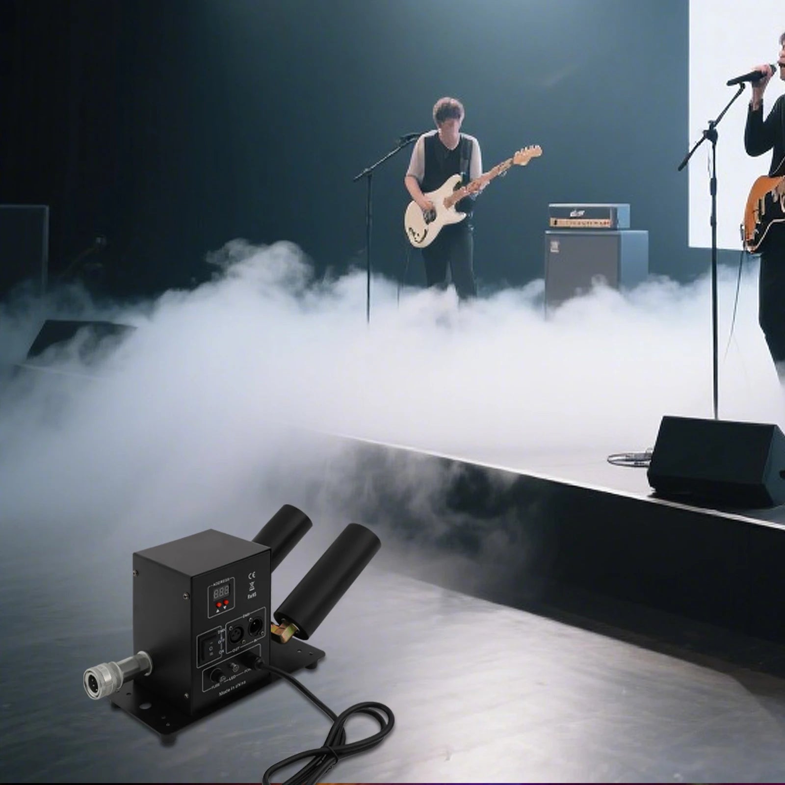 Dual-Nozzle CO2 Jet Fog Machine 150W — 20-26ft Blast for Concerts, Bars & Venues