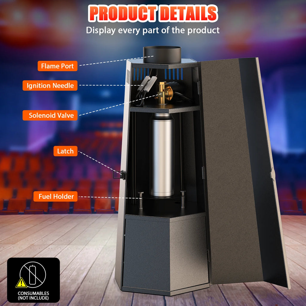 U`King 80W Flame Machine — True Fire Column with DMX512 & Remote for Outdoor Shows