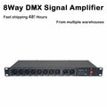 8CH DMX Splitter — DMX512 Signal Amplifier & Distributor for Stage Lighting (2 In / 8 Out)