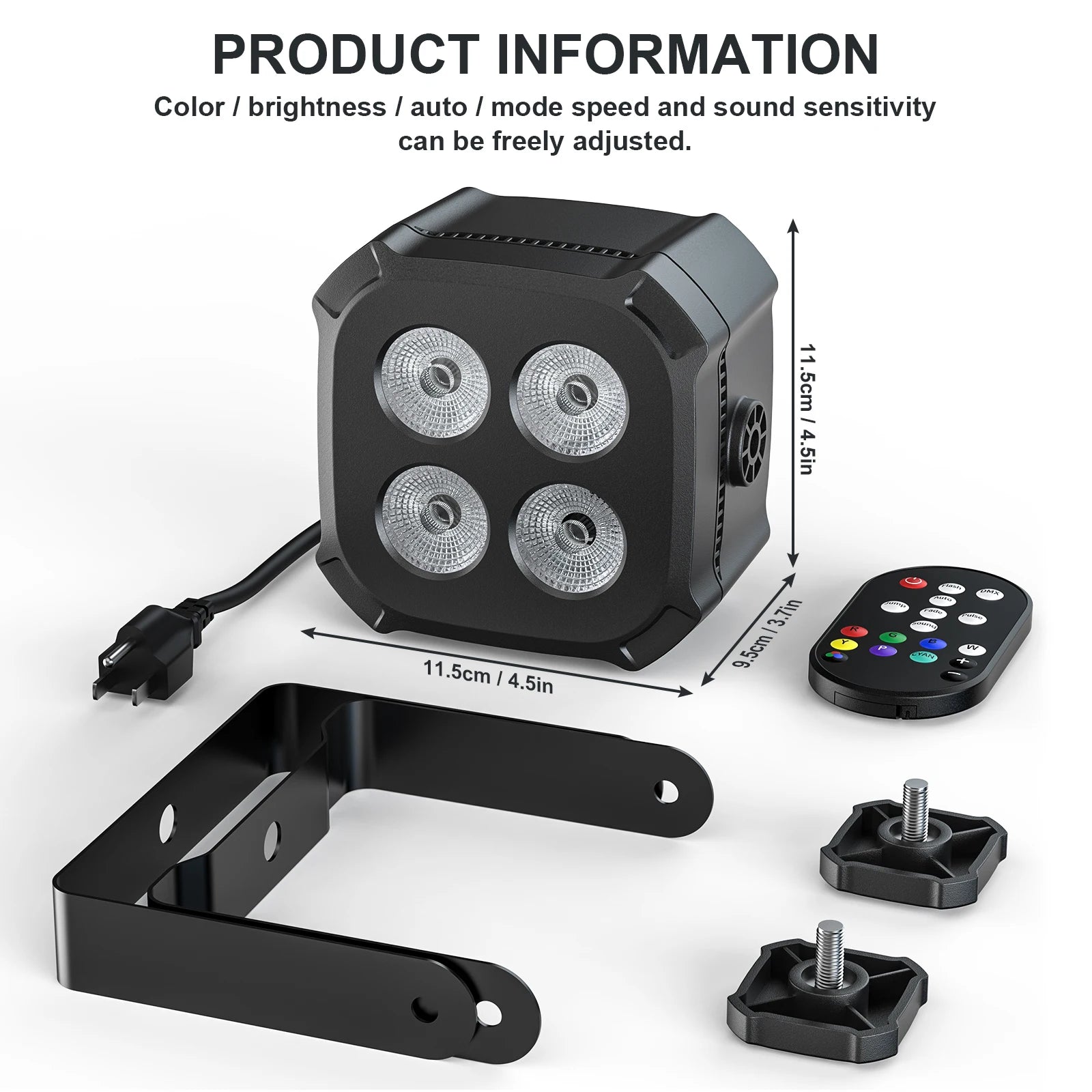 U'King 8 Pcs Set Square LED Par Lights Stage Light Remote & DMX Controlled DJ Light