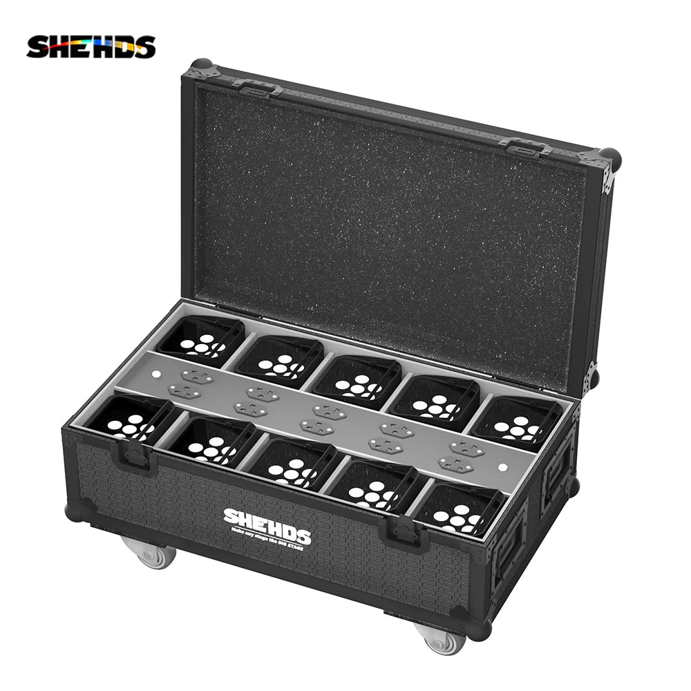 SHEHDS 8/10 Pcs 6x18w Wireless Battery Par With Flight Case RGBWA+UV WIFI APP Control Light For DJ Disco Wedding Stage Lighting