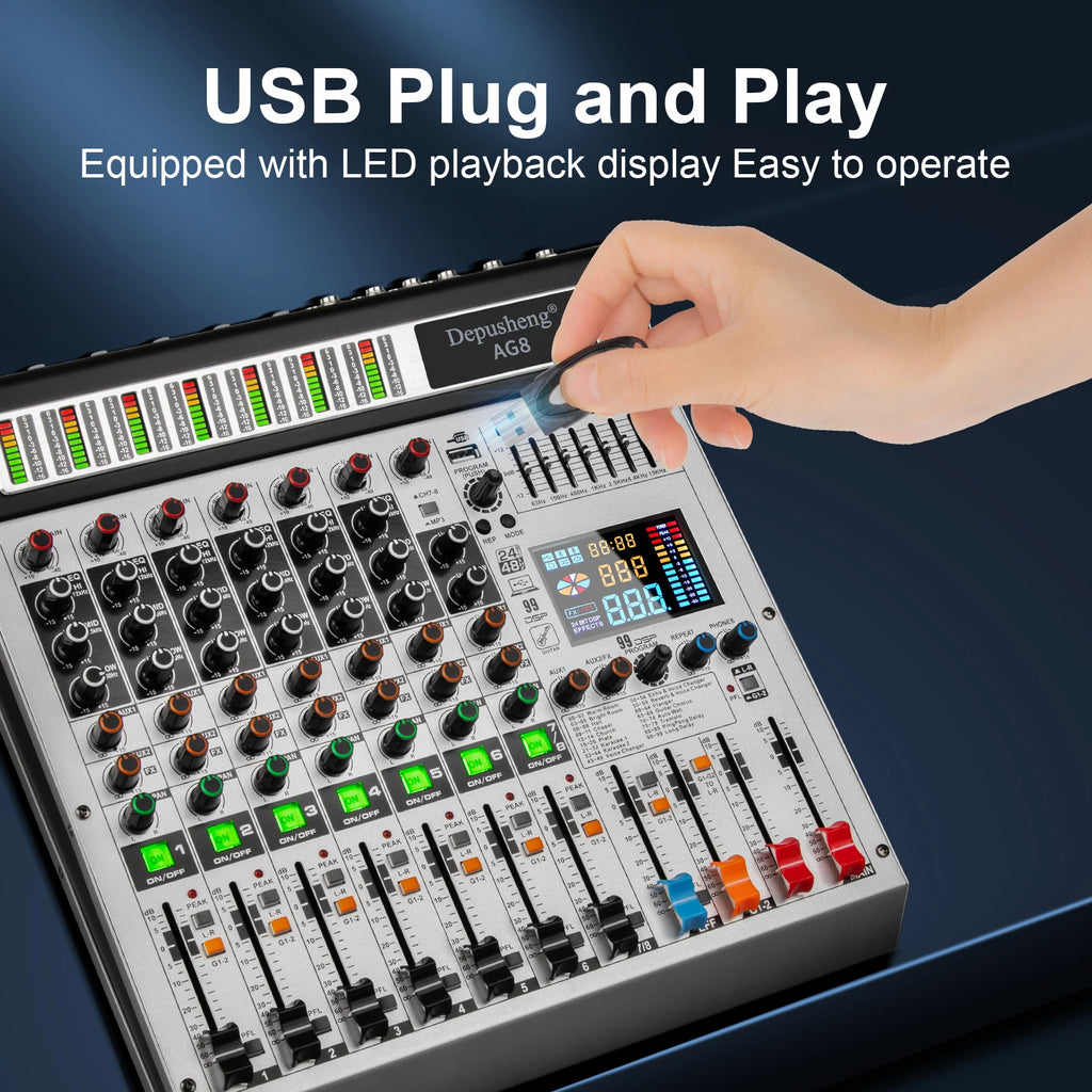 Depusheng 8 or 12 Channel Mixer Professional audio console mixer