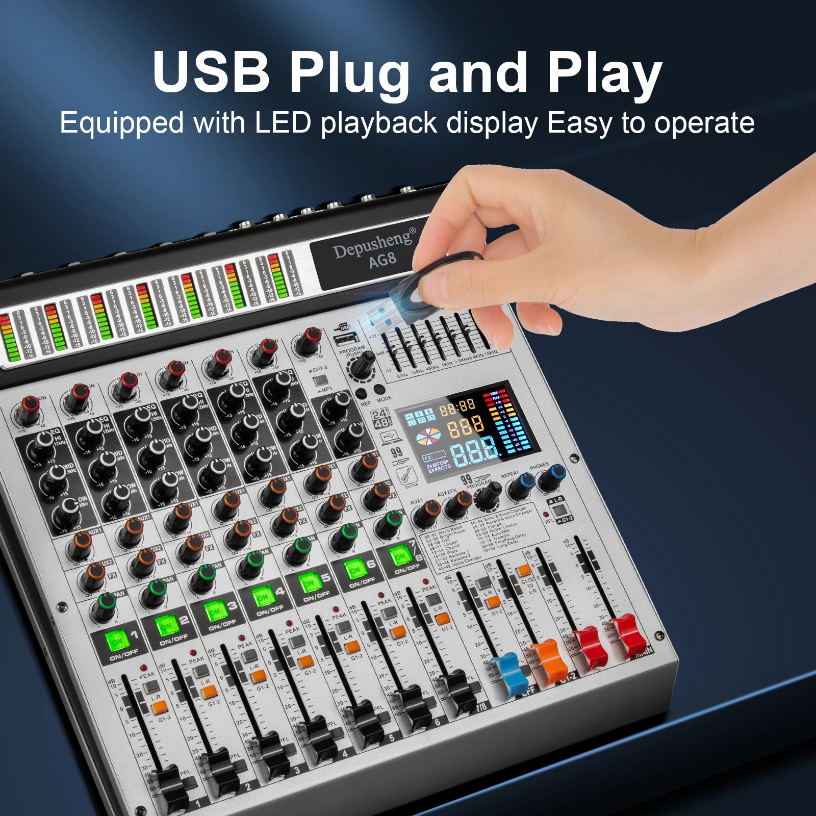Depusheng 8 or 12 Channel Mixer Professional audio console mixer
