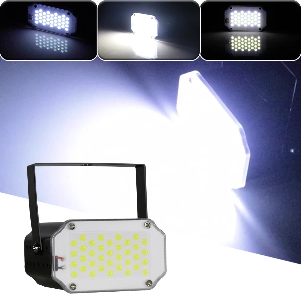 YUER 36 LED White Strobe Light — Sound Activated, Speed Control, Remote + Auto Modes (DJ/Disco/Party/Stage)
