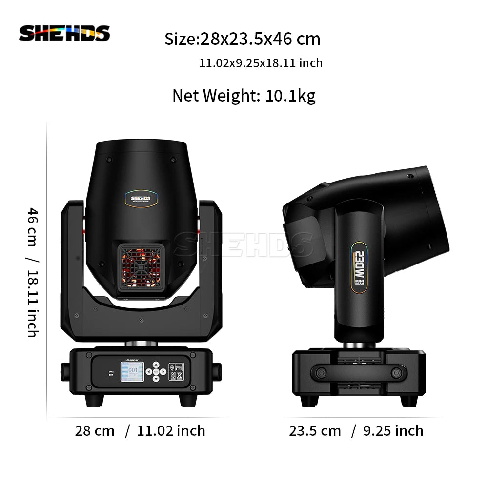 SHEHDS Super 230W 7R Beam Moving Head Blub Light For Wedding DJ Disco Party Stage Light Effect Professional 16/20CH 1.2 Degrees