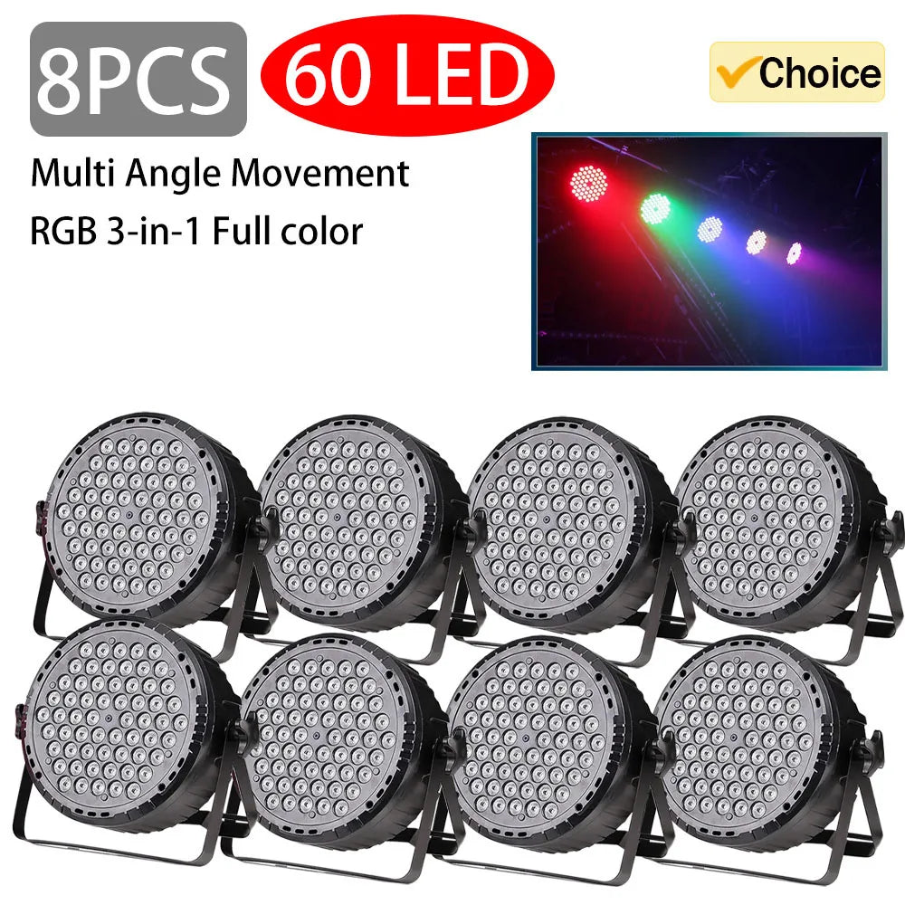 8 PCS 60 LED Par Light Stage Light DMX512 Sound-Activated