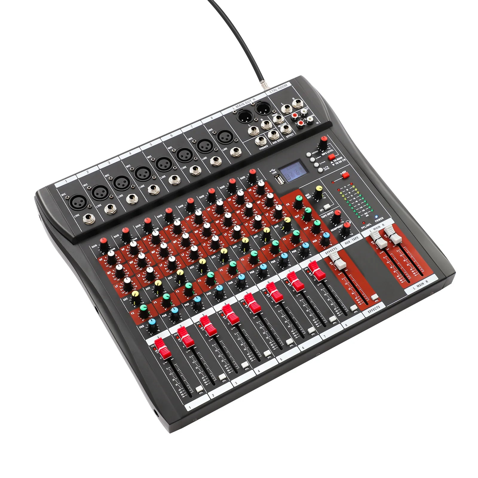 7/8-Channel Professional Mixer Soundboard Console with Bluetooth USB PC Recording Input XLR Microphone Jack