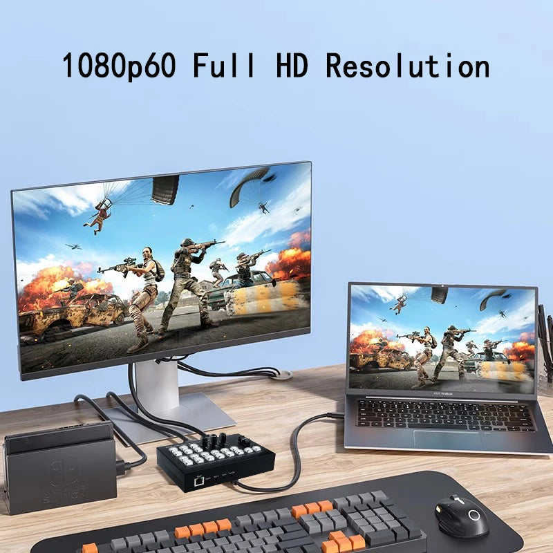 4K HDMI Video Mixer Switcher — 4-Channel Live Streaming Switcher with USB 3.0 Recording & PIP